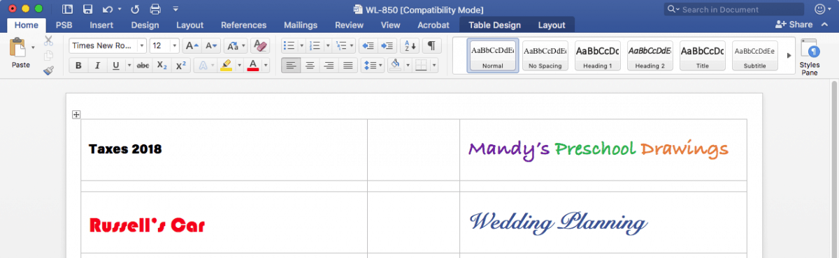 Creating File Folder Labels In Microsoft Word