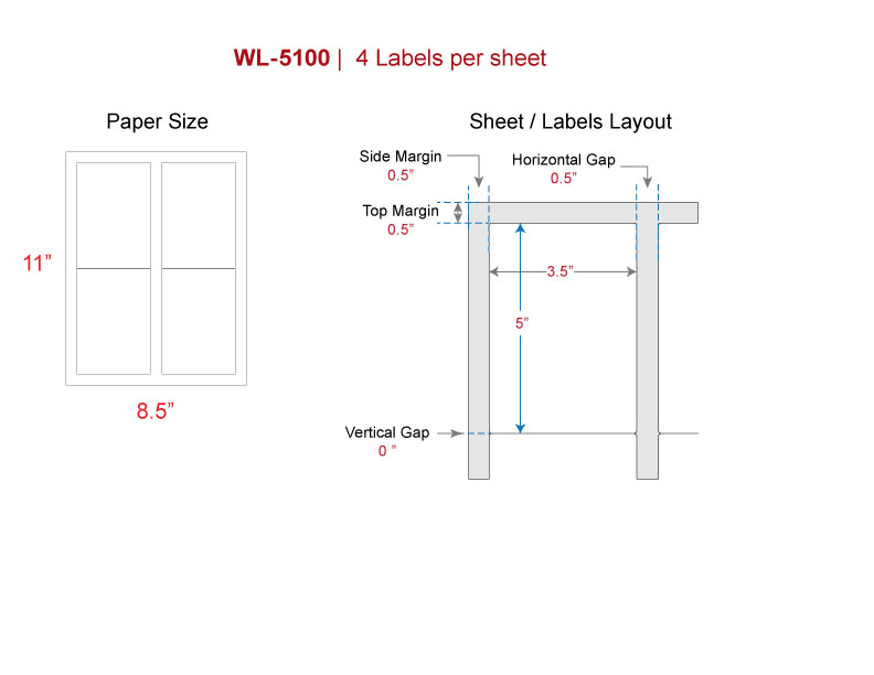 Print shipping labels, Our WL-5100 (same size Avery® 5168) Blank ...